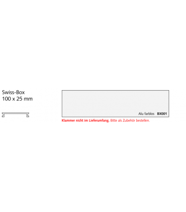 Swiss-Box Briefkastenprofilschild 100 x 25 mm, Alu farblos