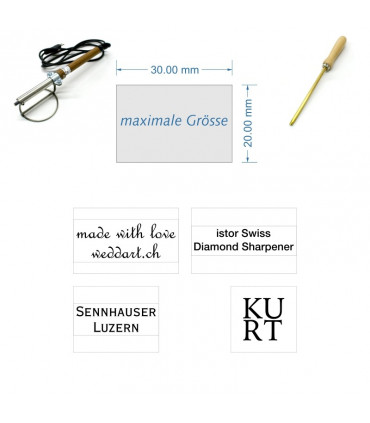 Brennstempel-Klischee 1 Zeile bis max. 3900 mm Länge
