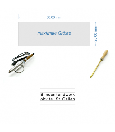 Brennstempel-Klischee 1 Zeile ab 31 mm bis max. 60 mm Länge