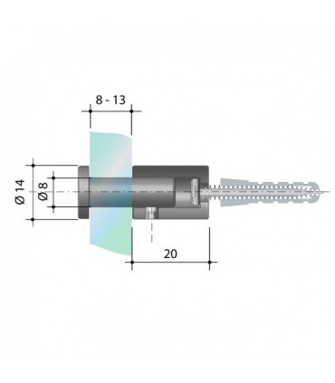 Dekofix verchromt glanz lang, für Materialien von 8 bis 13 mm