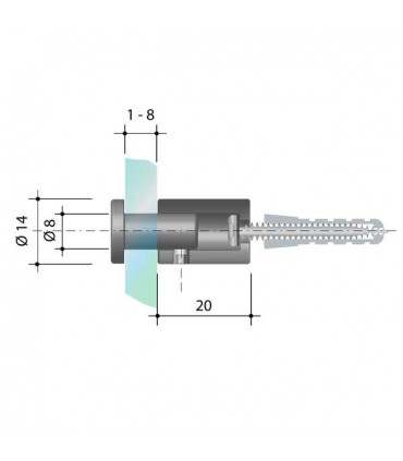 Dekofix verchromt matt, für Materialien von 1 bis 8 mm