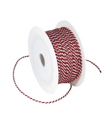 Deko-Kordel, zweifarbig, 2 mm, Rolle 50 m, weiss/rot