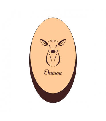 Holz-Piktogramm Damen + Reh, Grösse oval ca. 120 x 70 mm