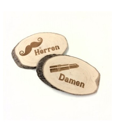 Holz-Piktogramm Damen, Grösse oval ca. 120 x 70 mm